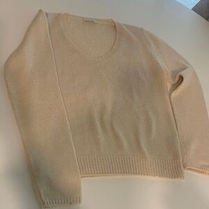 Brunello Cucinelli Beige V-Neck Sweater